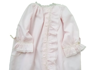 French Sewn Heirloom Baby Gown Ruffle Front, Christening Outfit