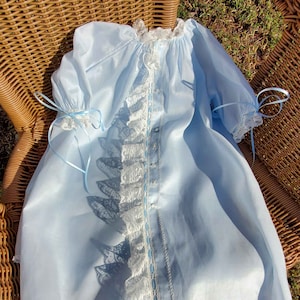 Swiss Batiste Front Lace Ruffle Heirloom Baby Gown, Bonnet, and Slip.
