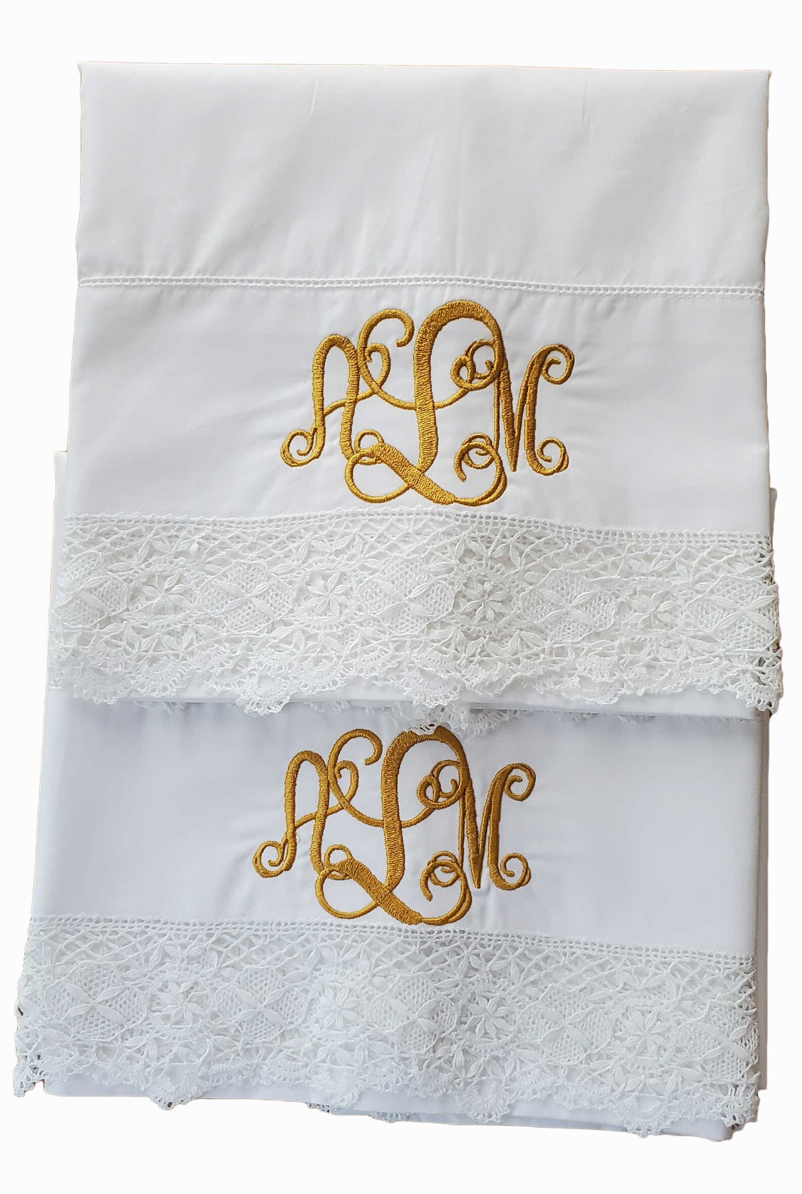 Monogrammed Organic Cotton Pillowcase Set With Hemstitching Etsy