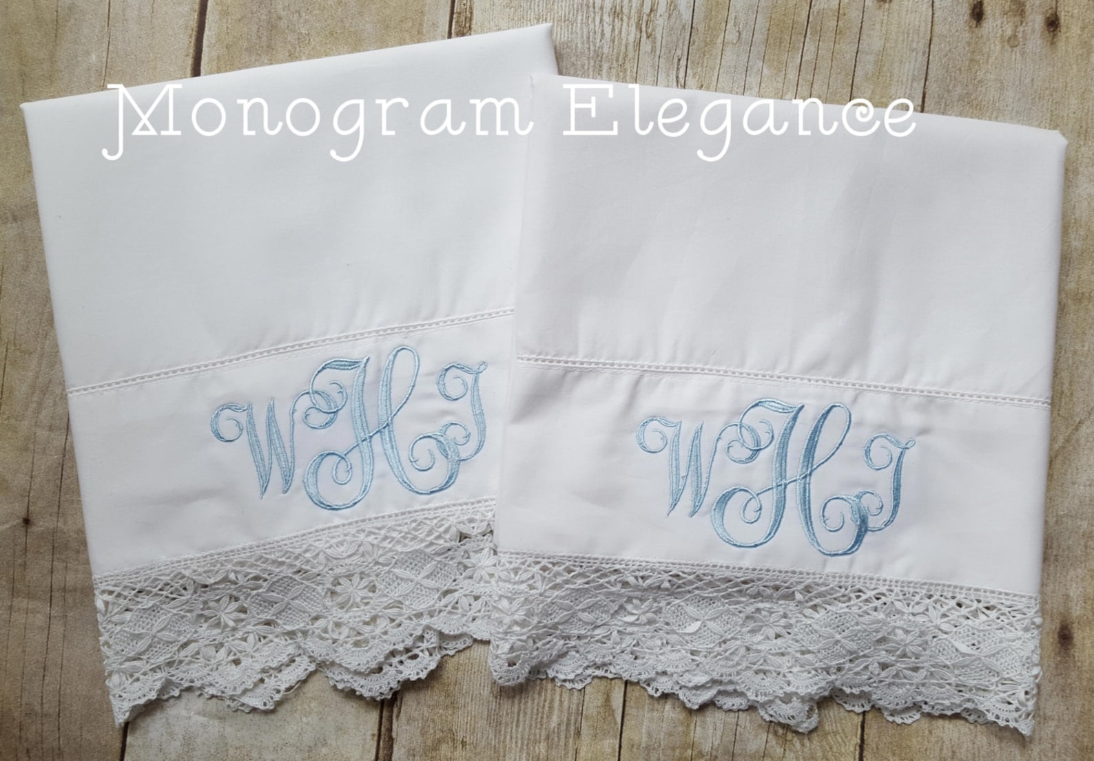 Monogrammed Organic Cotton Pillowcase Set with Hemstitching Etsy