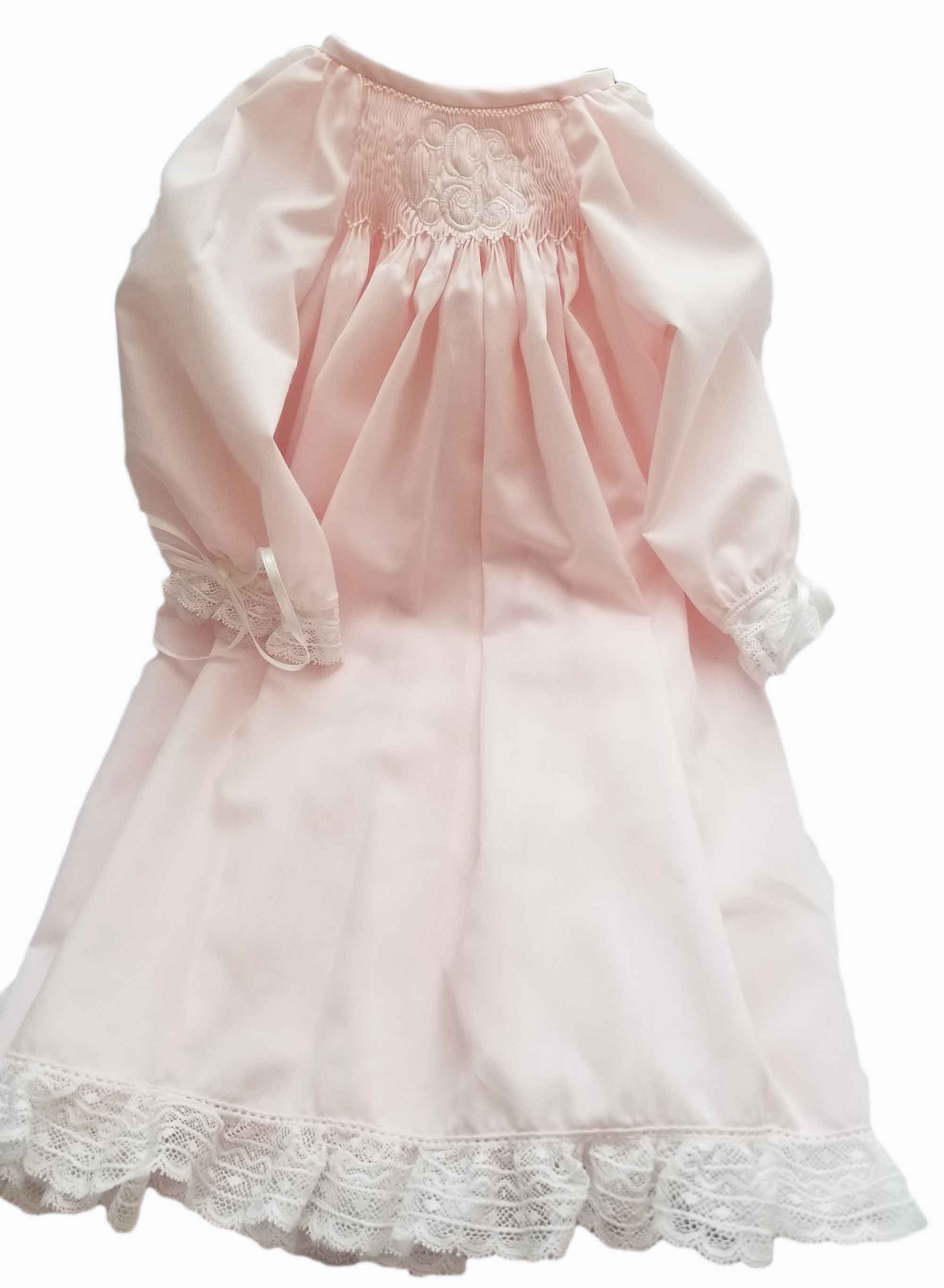 Ballet Pink Smocked Monogrammed Baby Day Gown Coming Home Etsy
