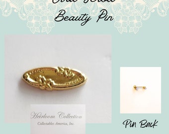 Oval Scroll Baby Beauty Pin, Christening Dress Pin, Heirloom Dress Pin, Easter Dress Pin