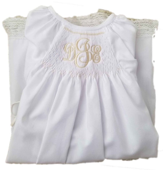 smocked monogrammed baby clothes