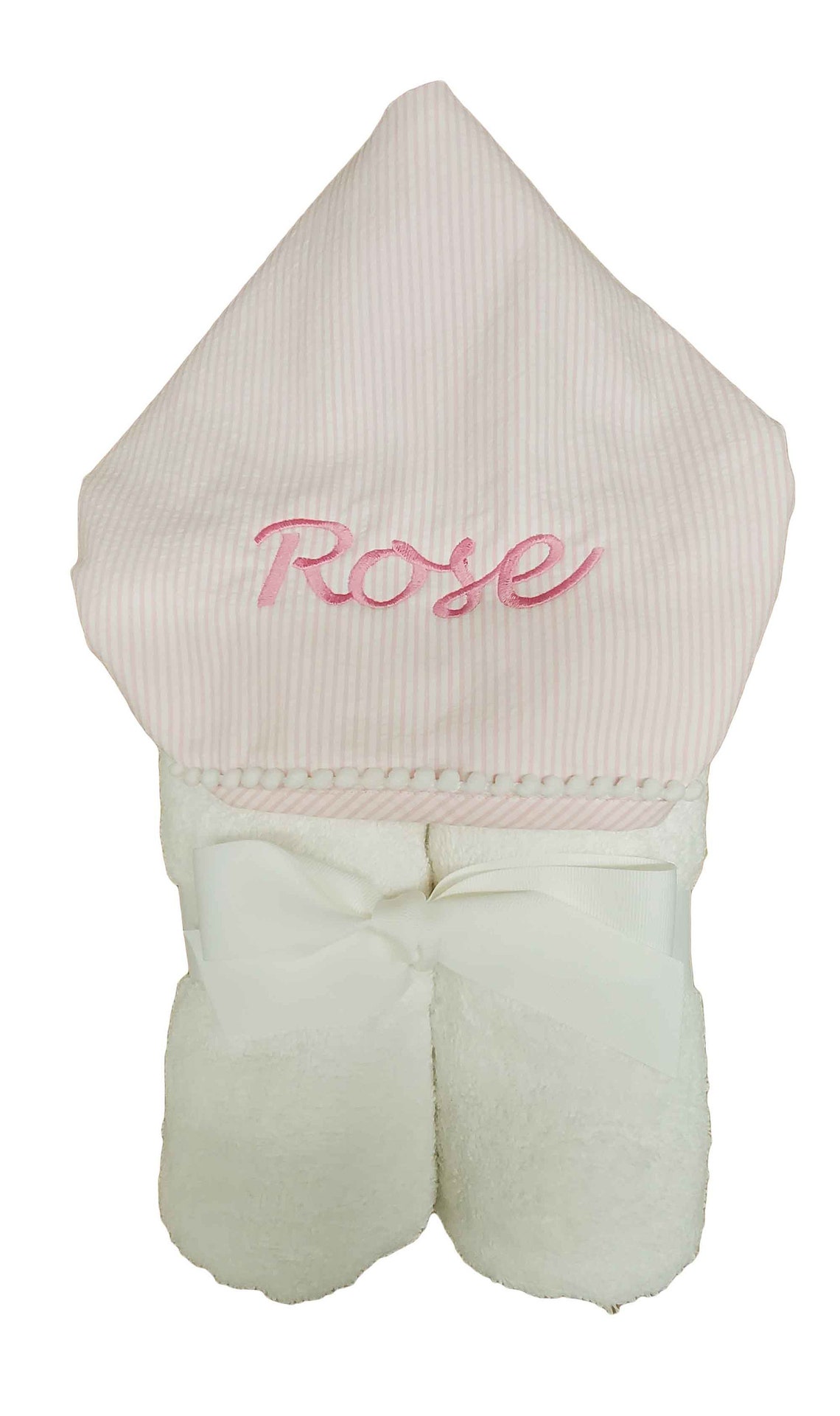 Pink Seersucker Hooded Towel Girl Hooded Towel Toddler - Etsy