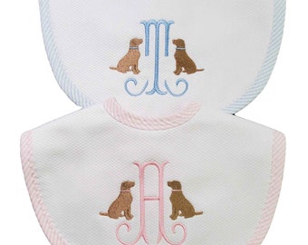 Mini Dog Frame Personalized Boy or Girl Bib, Lab Dog Baby Bib, Monogrammed Boy Bib, Boy Baby Shower Gift