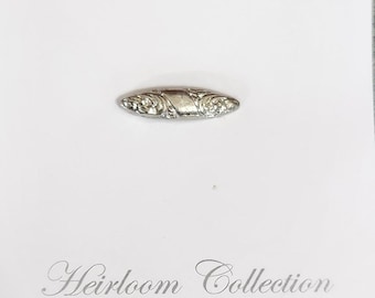 Rhodium Plated Oblong Scroll Baby Beauty Bar Pin for Christening Gowns and Heirloom Clothing, Baby Jewelry