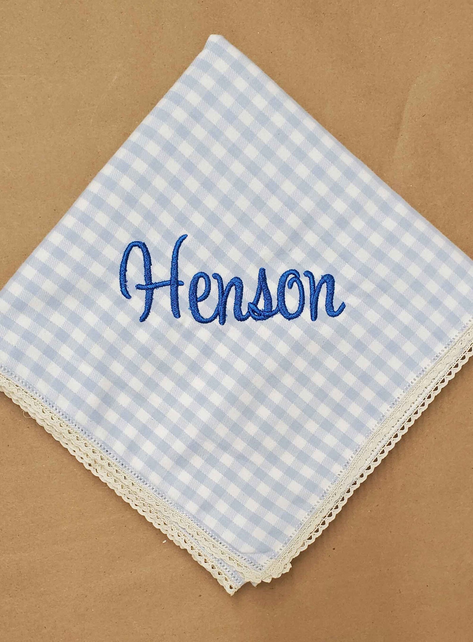 Big Blue Check Baby Blanket Monogram Baby Blanket Monogram Etsy