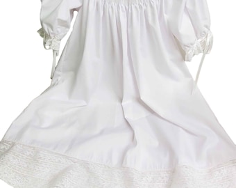 Ready-To-Ship Ready To Smock Size 5 White Broadcloth Bishop Dress, Easter Dress, Flower Girl Dress