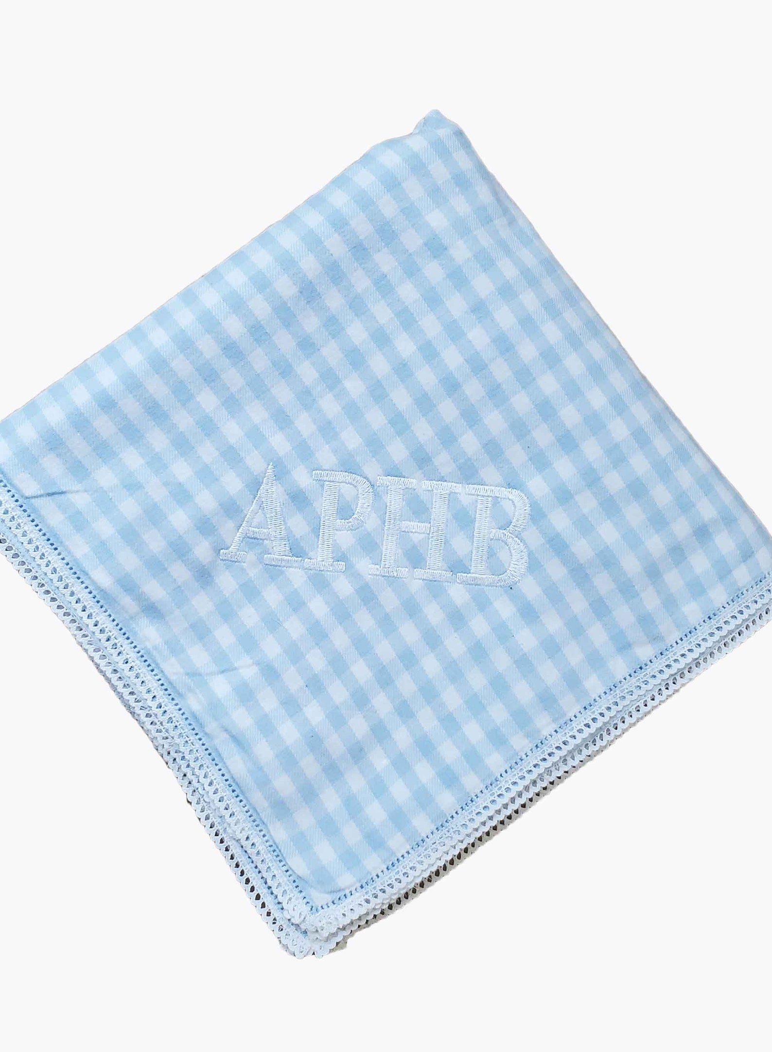 Big Blue Check Baby Blanket Monogram Baby Blanket Monogram Etsy