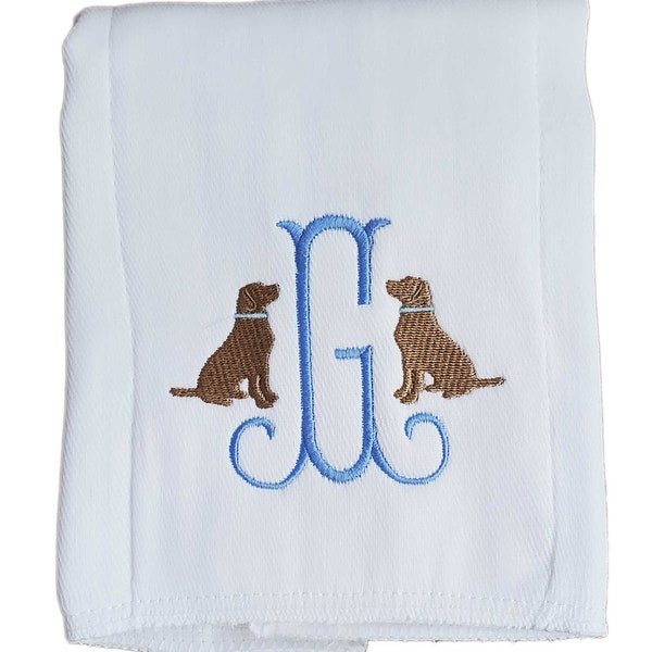 Mini Dogs Monogrammed  Burp Cloth, Boy Personalized Burp Cloth, Girl Dog Burp Cloth Custom Burp Cloth