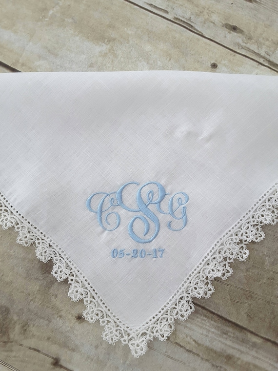 Personalized Wedding Handkerchief With Monogramming for the Bride
