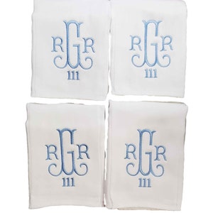 Monogrammed boy burp cloth with the 3rd monogram.