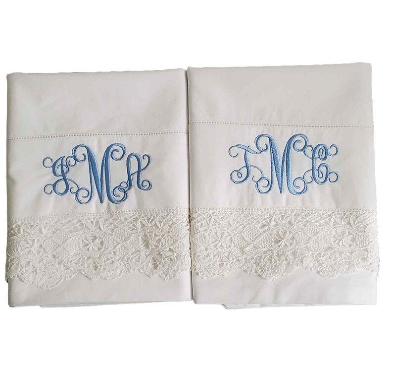 Monogrammed Organic Cotton Pillowcase Set With Hemstitching Etsy