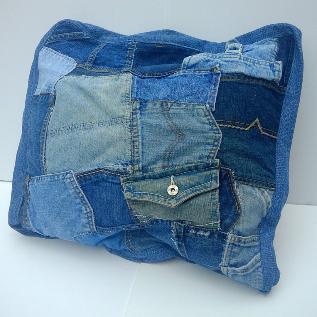 Jeans Pockets Pillow Cover Repurposed Blue Jean Pocket Pillow Upcycled
