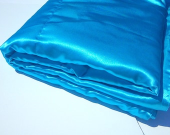 Aqua Satin Blanket - Elegant Statement Throw - Luxurious Coastal Home Accent