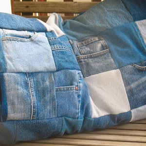 Upcycled Denim Pillow Shams Jean Patchwork image 1