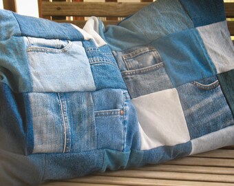 Upcycled Denim Pillow Shams - Jean Patchwork