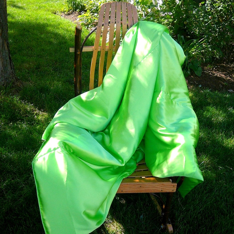 Lime Green Satin Blanket Throw Large Luxurious Accent Etsy