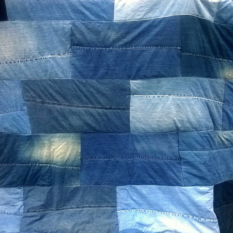 Upcycled Denim Quilt Recycled Jeans Quilt Giant Patchwork Etsy