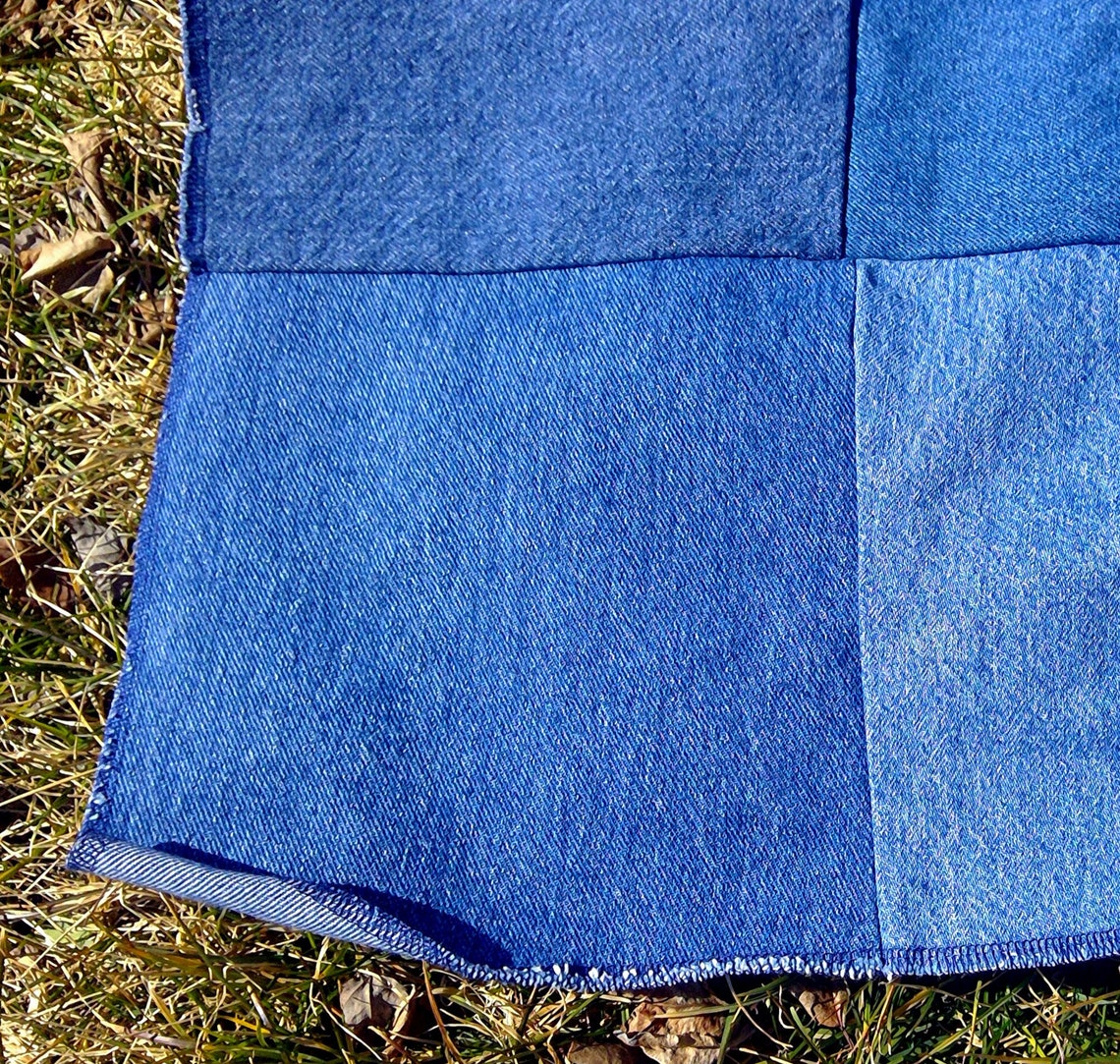 Upcycled Denim Picnic Blanket Repurposed Jean Beach Blanket Etsy