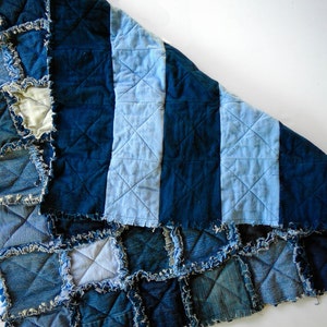 Baby Rag Quilt - Patchwork Upcycled Denim Baby Blanket - Repurposed Blue Jean Baby Blanket - Baby Shower Gift