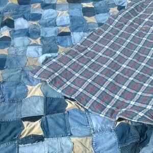 Blue Jeans Pockets Quilt Custom Queen Size Quilt Upcycled Denim Quilt ...