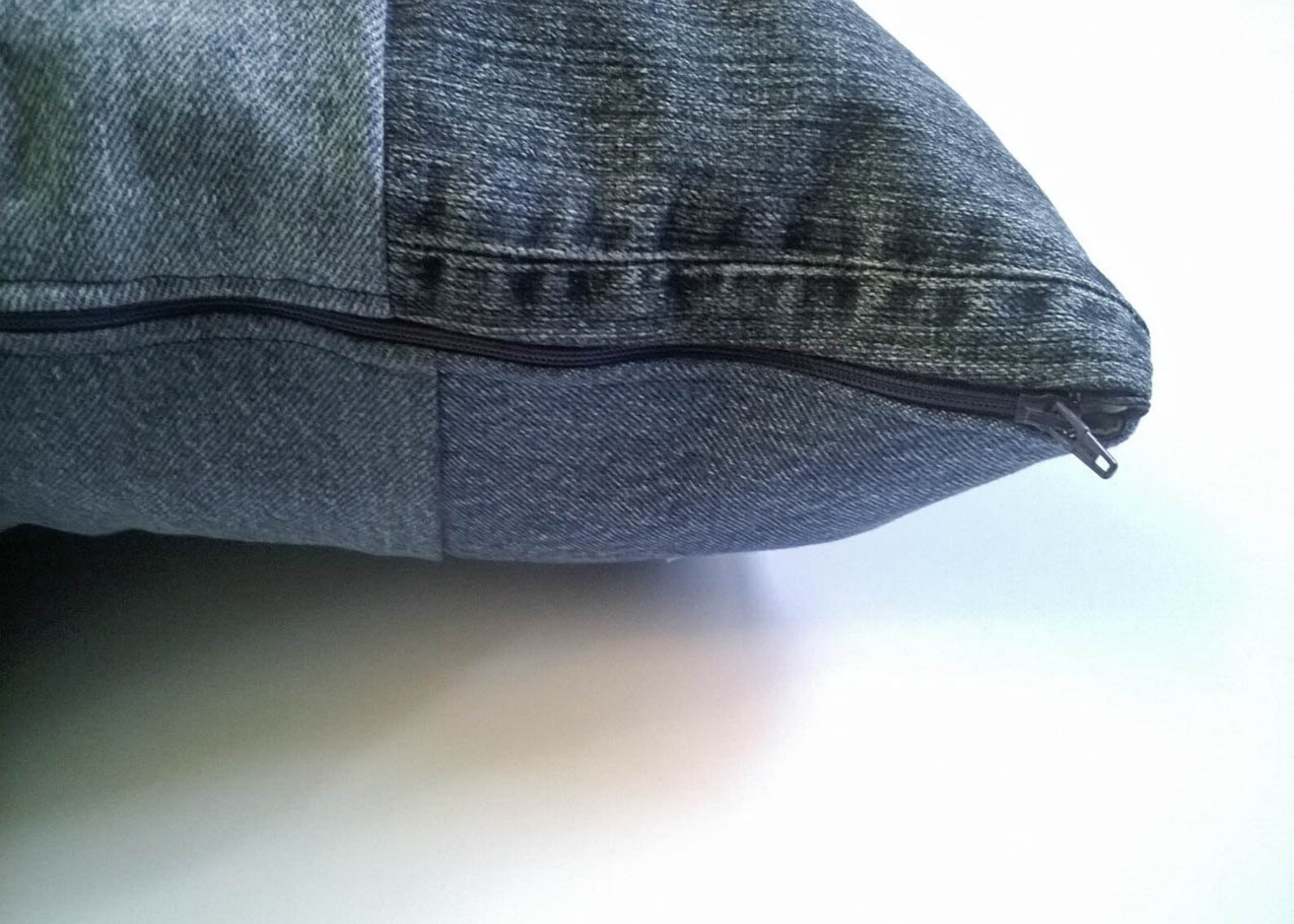 Upcycled Denim Throw Pillow Set Matching Pair Patchwork Etsy