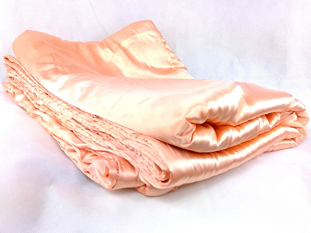 Peach Satin Blanket Elegant Pastel Statement Throw Luxurious Pale Pink