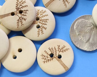 10 GEOMETRIC PATTERN 2-hole Wood Buttons 1/" Scrapbook Craft 1055 25mm