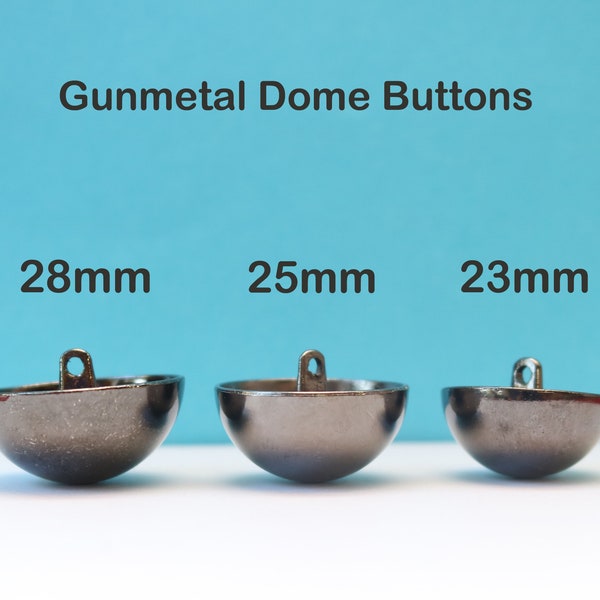 Metal Dome Shank Sewing Buttons, Gunmetal Color 28mm / 25mm / 23mm / 12.5 mm Half Round, sewing, clothing.