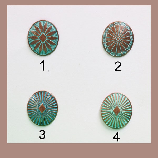 5/10 Oval Metal Shank Buttons Count, 1 x 7/8 Inch, Antique Copper Color with Verdigris for sewing craft, Lead and Nickle Safe