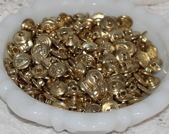 Metal shank buttons -1/2 inch shield design lots of 25 - 50 - 100 gold color brass finish sewing and craft buttons