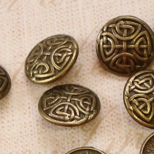 CELTIC KNOT Buttons, Metal Shank Button, 5/8 inch, 25 / 50 count, Antique Bronze tone sewing Buttons, Cadmium, Lead and Nickle Free,