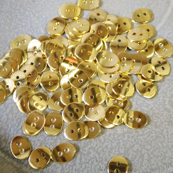 Oval curved Buttons, Gold toned Metal alloy, 25/50/100 bracelet clasp, Jewelry, Sewing Crafts 1/2 x 3/8-inch, Lead / Nickle/ Cadmium Free