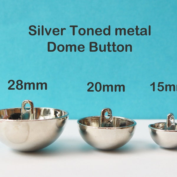 5/10/20 Metal Dome Shank sewing Buttons, 15 mm / 20mm / 28mm Half Round Platinum Silver, sewing, clothing, craft