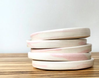 modern pink swirl pottery jewelry or trinket dish