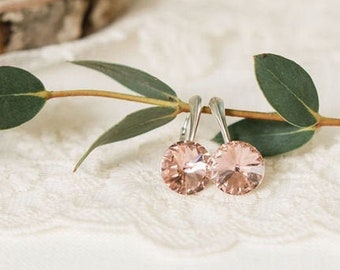 dangly crystal earrings rose gold sterling silver custom statement drop