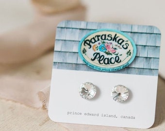 personalized birthstone jewelry crystal dangle or stud earring stainless steel jewelry sterling silver | 12mm