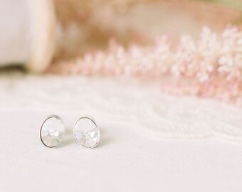 petite diamond oval studs | sterling silver (925) | 24k gold over sterling silver | 24k rose gold over 925 | 8mm