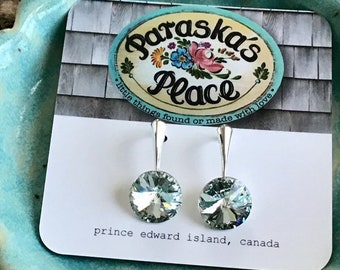 salt water blue crystal earrings