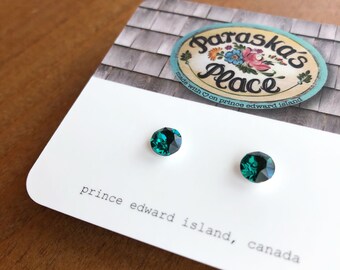 6mm petite crystal earrings, sterling silver (925), hypoallergenic, nickel free, paraska's place