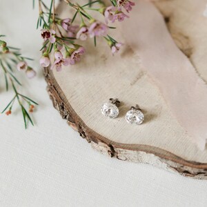 birthstone earrings swarovski crystal studs or lever back stainless steel sterling silver birthday 12mm image 3