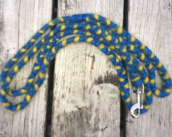 MICHIGAN FANS! U of M Colors. Dog Clip Lead made of 100% Icelandic Wool. 6 foot Leash for Dog Sports.  Other Custom Colors May be Ordered!