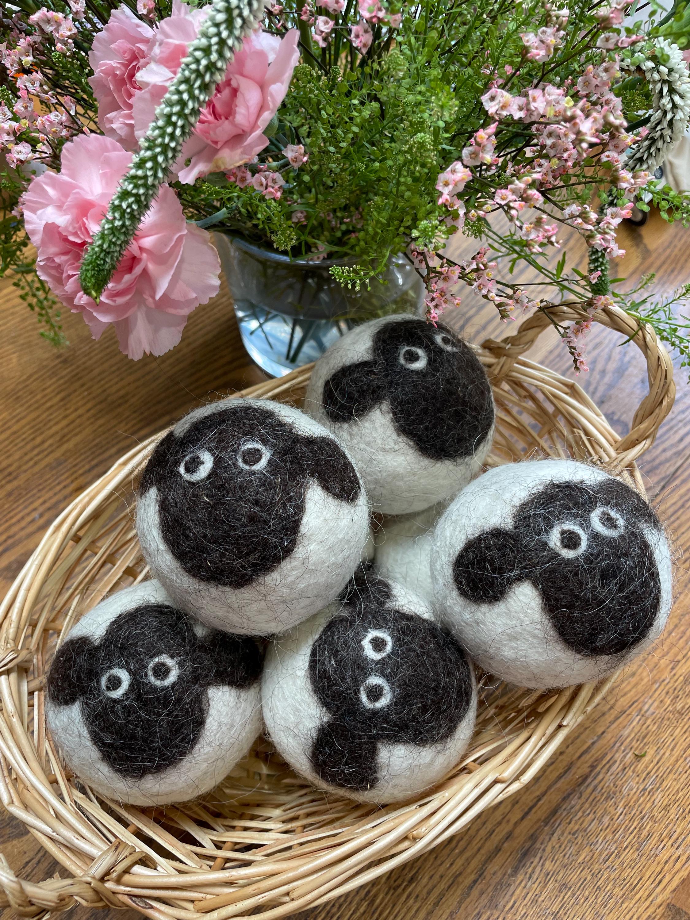 Sheep Faced Dryer Balls, Handmade Wool Dryer Balls, Solid Icelandic Wool.  Buy 4 and Get Free Shipping in USA!