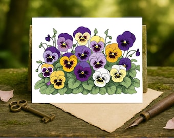 Cartes pour notes Fleur de pensée, papeterie botanique, lot de 10