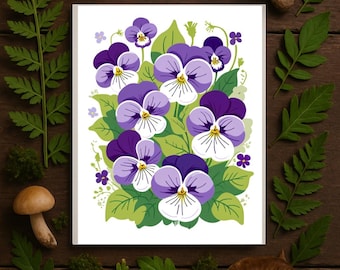 Set di biglietti d'auguri floreali viola e viola: biglietti di auguri botanici vuoti