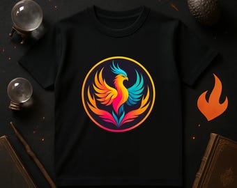 Colorful Phoenix Kids T-Shirt: Mythical Bird Graphic Cotton Tee