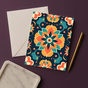 Boho-bloemenwenskaarten - set van 10 blanco mandala-kaarten met enveloppen, kleurrijk boho-briefpapier, elegante cadeaukaartenset