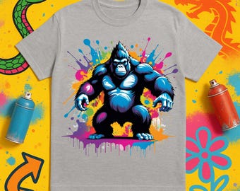 Color Splash Gorilla Graphic Tee: Bold Streetwear Shirt