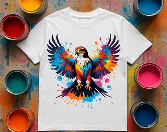 Buntes Falken Kinder T-Shirt: Grafisches Vogel Shirt für Naturliebhaber